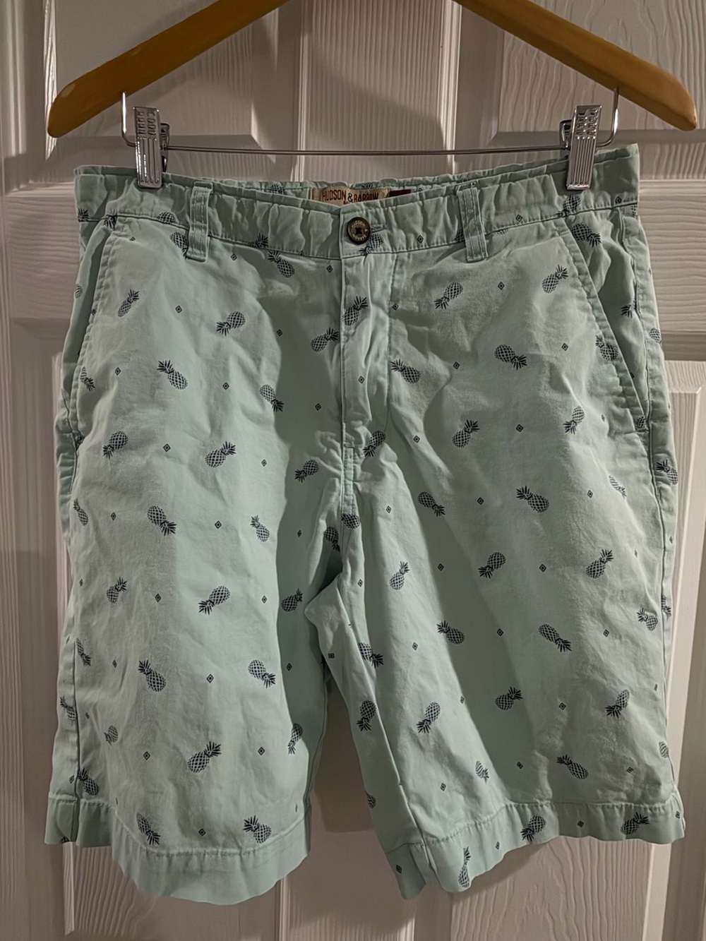 Hudson & Barrow NYC size 30 Men's Light Mint Pineapple-Print Flat Front Shorts